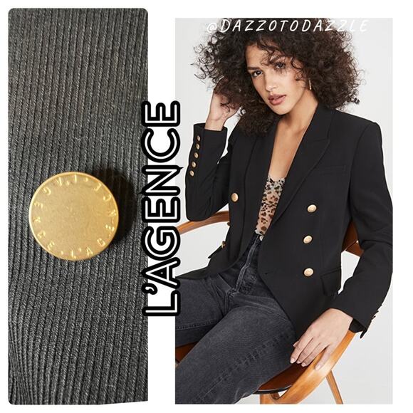 L’AGENCE -NWT- Kenzie Ribbed Black Blazer with Gold Buttons | Small - Picture 1 of 8